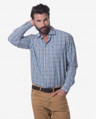 Regular Fit Blue & Brown Check Bamboo Shirt 1