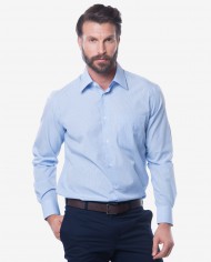 Regular Fit White & Blue Check 120s Cotton Twill Shirt – Cutaway Collar 1
