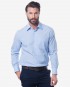 Regular Fit White & Blue Check 120s Cotton Twill Shirt - Cutaway Collar