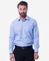 Regular Fit Blue & White Bengal Stripe Cotton Shirt - Classic Point Collar