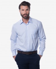 Regular Fit Light Blue Herringbone Twill Cotton Shirt – Classic Point Collar 1