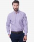Tailored Fit White & Purple Stripe Cotton Shirt - Button-Down Collar