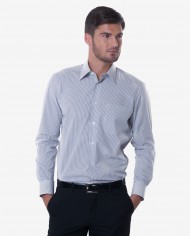 Tailored Fit Black & White Stripe Cotton Shirt – Classic Point Collar 1