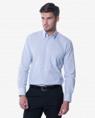 Tailored Fit Black & Blue Tattersall Cotton Shirt – Button-Down Collar 1