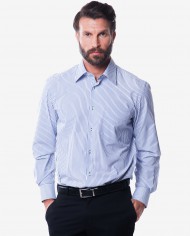 Tailored Fit Blue & White Striped Bamboo Shirt 1
