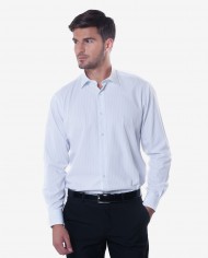 Regular Fit White & Blue Striped Bamboo Shirt 1