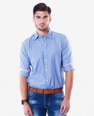 Tailored Fit Blue & White Shadow Stripe Cotton Shirt 1