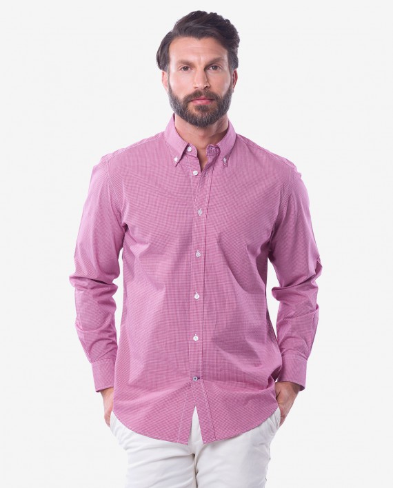 Tailored Fit Red & White Cotton Gingham Shirt 1