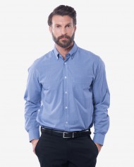 Tailored Fit Blue & White Pin Check Bamboo Shirt 1