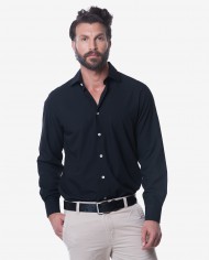 Tailored Fit Solid Black Bamboo Shirt 1