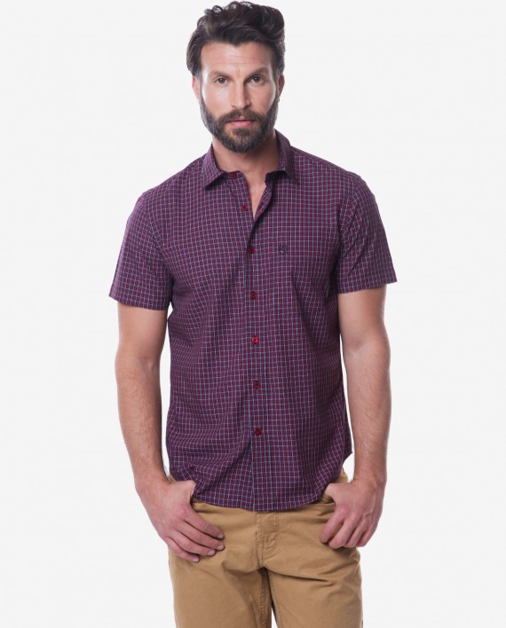 Casual Fit Red Plaid Bamboo Shirt 1
