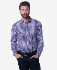 Tailored Fit Red & Navy Blue Plaid Bamboo Shirt 1