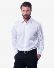 Regular Fit White Twill Double Cuff Cotton Shirt – Classic Point Collar 1