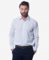 Regular Fit Blue & White Striped 140s Cotton - Cutaway Collar