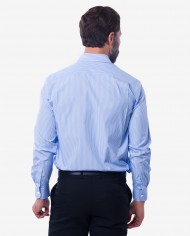 Regular Fit Blue & White Bengal Stripe Cotton Shirt – Classic Point Collar 2
