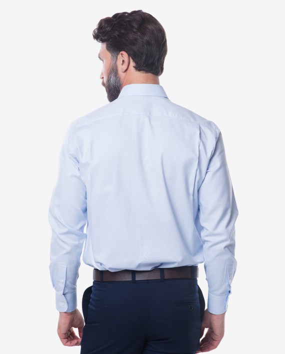 Regular Fit Light Blue Fil-aFil Easy Iron Cotton Shirt – Classic Point Collar 2
