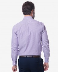 Tailored Fit White & Purple Stripe Cotton Shirt – Button-Down Collar 2