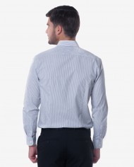 Tailored Fit Black & White Stripe Cotton Shirt – Classic Point Collar 2