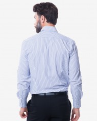 Tailored Fit Blue & White Striped Bamboo Shirt 2