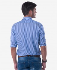 Tailored Fit Blue & White Shadow Stripe Cotton Shirt 2
