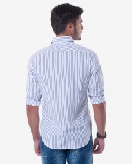 Tailored White & Blue Pencil Stripe Cotton Shirt 2