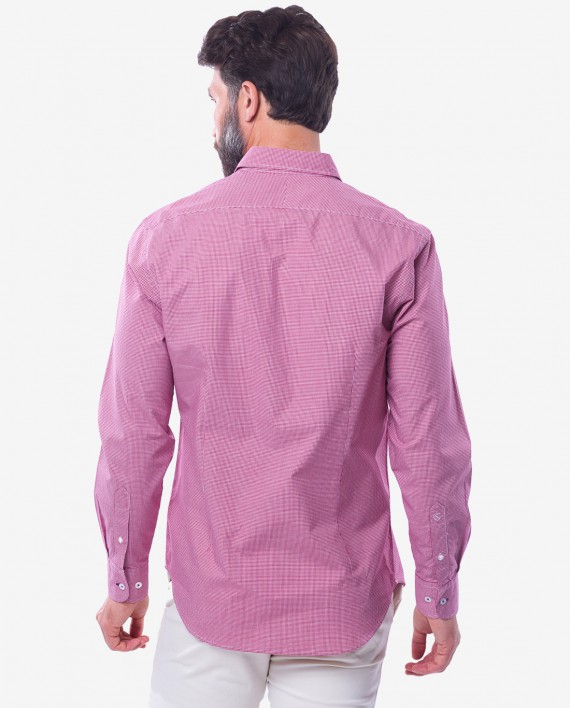 Tailored Fit Red & White Cotton Gingham Shirt 2