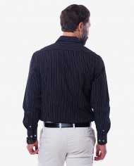 Tailored Fit Black & White Pin Striped Bamboo Shirt 2