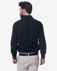 Tailored Fit Solid Black Bamboo Shirt 2