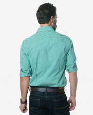 Tailored Fit Green & White Gingham Cotton Shirt 2