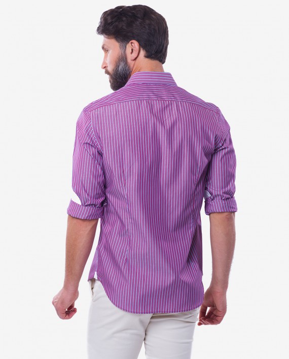 Tailored Fit Red & White Stripe Cotton Shirt 2