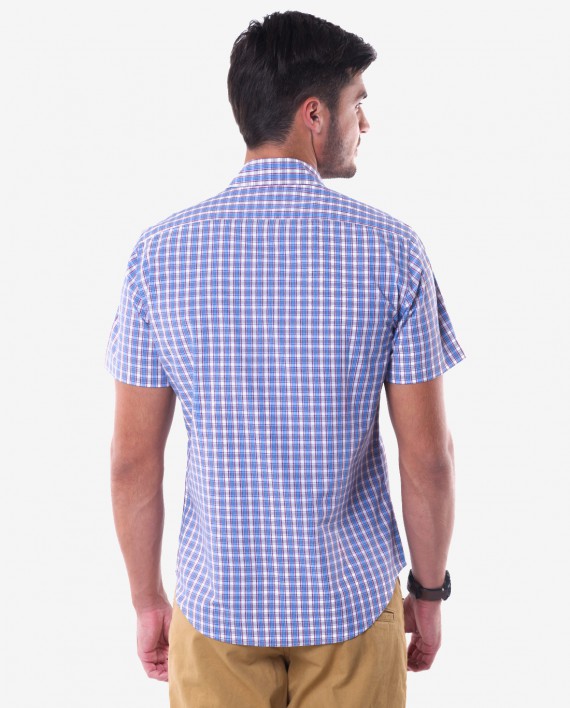 Casual Fit Blue & Dark Red Plaid Bamboo Shirt 2