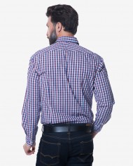 Tailored Fit Red & Navy Blue Plaid Bamboo Shirt 2