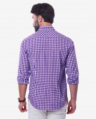 Tailored Fit White & Purple Gingham Bamboo Shirt 2