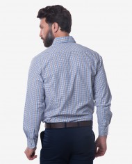 Tailored Fit Blue & Brown Check Button Down Collar Bamboo Shirt 2