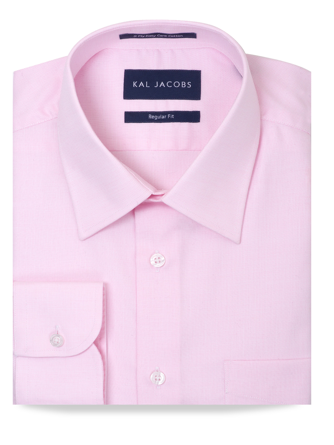 Regular Fit Light Pink Fil-a-Fil Easy Care Cotton Shirt - Kal Jacobs