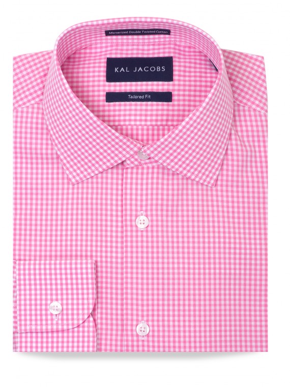 Tailored Fit Pink Gingham Cotton Shirt