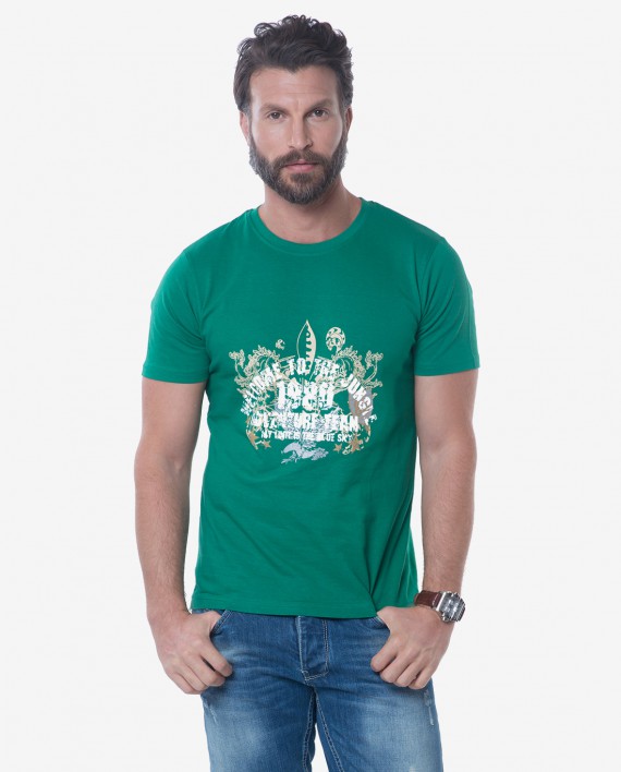 Trim Fit Green Cotton Jersey T-shirt